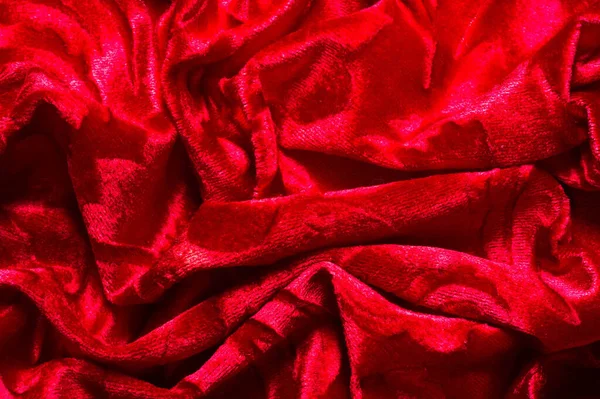 벨루어, 붉은 색의 천. 이 화려한 스트레치 벨벳 직물 h — 스톡 사진