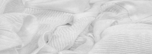 बनावट, पृष्ठभूमि, पैटर्न, सफेद रेशम नालीदार कुचल कपड़ा — स्टॉक फ़ोटो, इमेज
