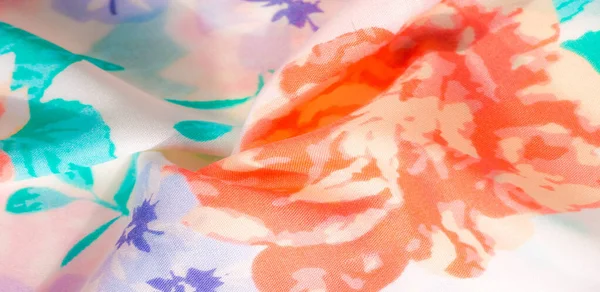 Textur mönster bomullstyg. Blommor rosor på en vit bakgrun — Stockfoto