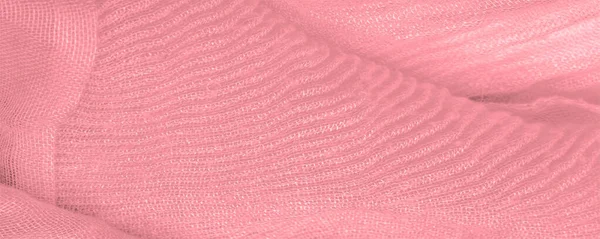 Tekstur, latar belakang, pola, sutra merah muda diremas kain hancur — Stok Foto