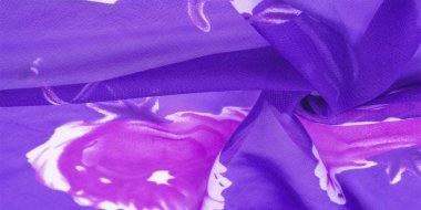 Doku, arka plan, kırmızı çiçek baskılı mavi ipek kumaş. Y