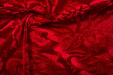 velor, kırmızı renk kumaş. Bu muhteşem streç kadife kumaş h