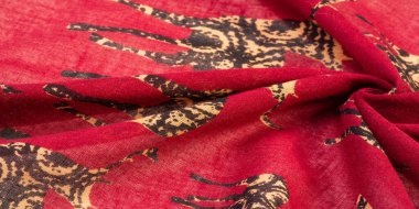 doku, arka plan, bir baskı ile kırmızı renk pamuklu kumaş 