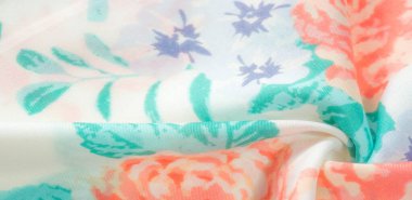 doku deseni pamuklu kumaş. Beyaz bir backgrou üzerinde çiçekler güller