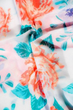 doku deseni pamuklu kumaş. Beyaz bir backgrou üzerinde çiçekler güller