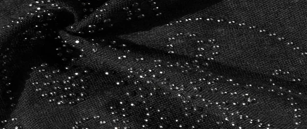 Textura, fondo, patrón, postal, seda negra con gl pegado — Foto de Stock