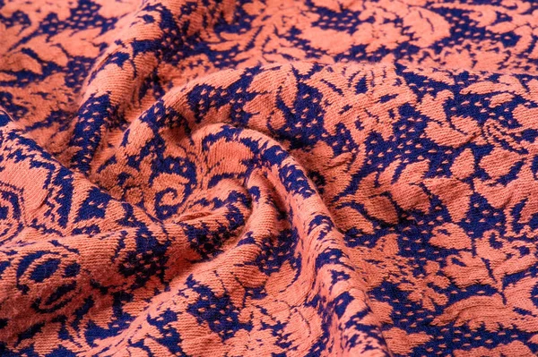 Texturizado, fundo, padrão, lã de tecido, em um fundo azul — Fotografia de Stock