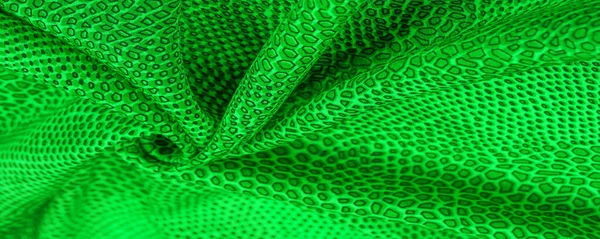 Green silk fabric, animal skin. All projects are new and designe — Stock Photo, Image