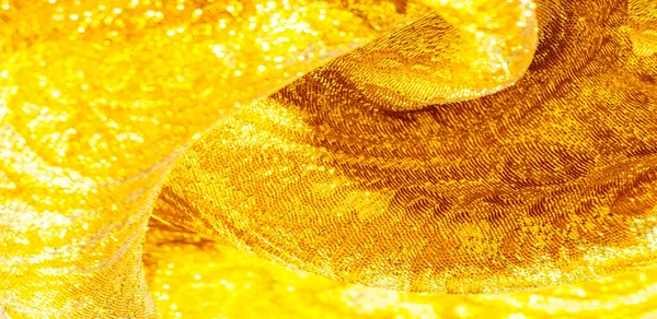 Textura de fondo, patrón. tela; brocado de oro amarillo. Organz — Foto de Stock