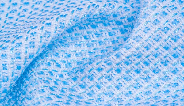 Textura, tela, patrón. Tejido grande de hilos azules y blancos , — Foto de Stock