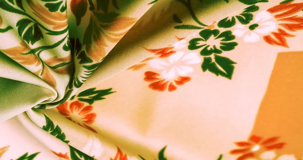 Текстура, фон, візерунок, тонкий шовк з квітковим принтом E — стокове фото