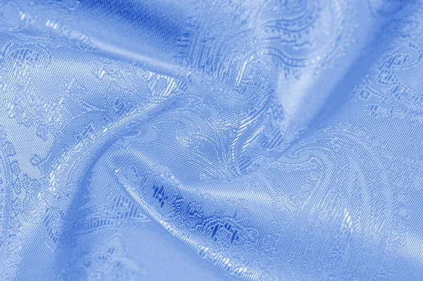 Textura, fondo, patrón. La tela es azul seda. Lujo en —  Fotos de Stock
