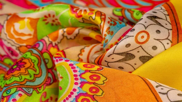 Texture, background, paisley silk fabric, Indian themes ornate t — Stock Photo, Image