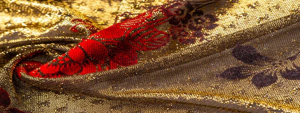 Texture, background, pattern, lace with gold sequins Elastic lac — Stock Photo, Image