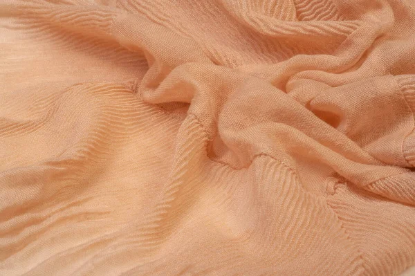 Texture, background, pattern, beige corrugation silk crushed fab — Stock Photo, Image