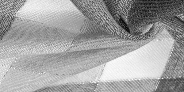 Tekstura, tło, szalik jedwabny żeński czarno-biały z — Zdjęcie stockowe