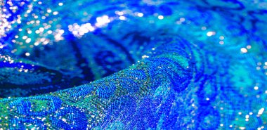 Doku arka planı, desen. mavi brokar kumaş. Organza brocad