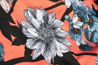 doku, arka plan, desen. Gri çiçekli kumaş kırmızı sakal