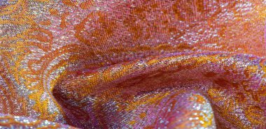 Doku arka planı, desen. pembe brokar kumaş. Organza brocad