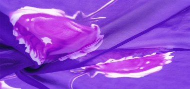 Doku, arka plan, kırmızı çiçek baskılı mavi ipek kumaş. Y