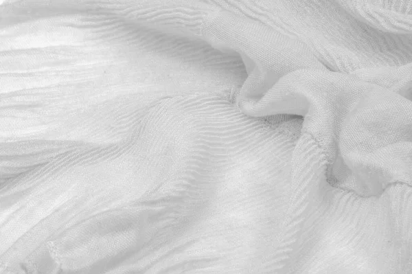 Textur, bakgrund, mönster, vit siden korrugerad krossad fabr — Stockfoto