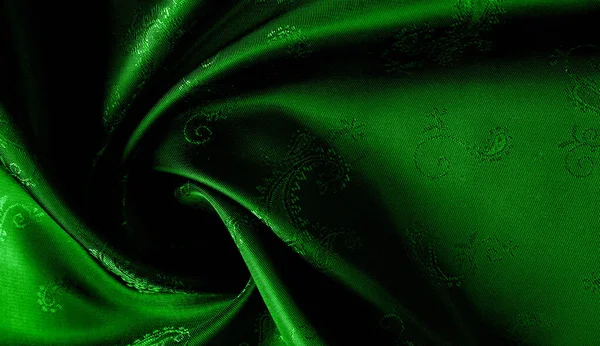 Textura, fondo, patrón Tela de gasa de seda verde con un pa — Foto de Stock