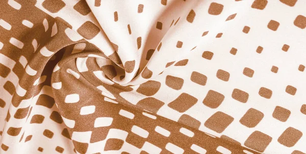 Texture background pattern. silk fabric with brown squares on a — Stock Photo, Image