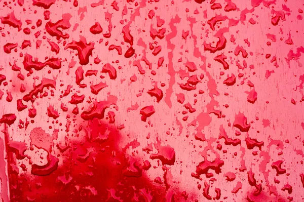 Lluvia de verano, gotas de agua en la pintura del coche. una pequeña ronda o p —  Fotos de Stock