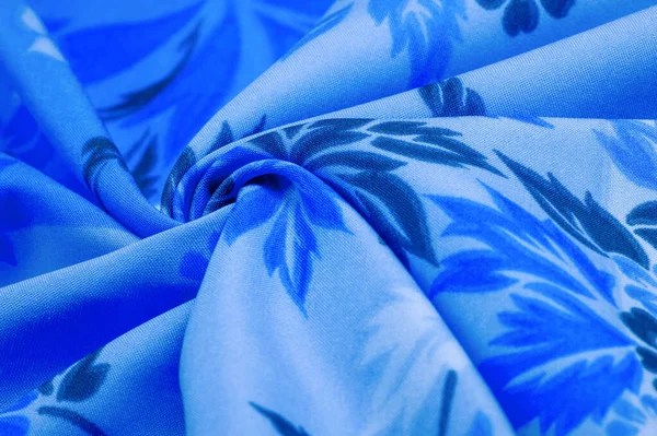 Textura, fondo, patrón, delicada seda azul con pri floral —  Fotos de Stock