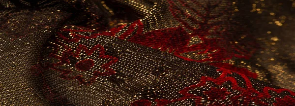 Textur, Hintergrund, Muster, Spitze mit Goldpailletten elastischer Lack — Stockfoto