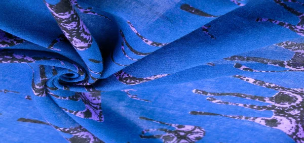 Текстура, фон, бавовняна тканина синього кольору з принтом — стокове фото