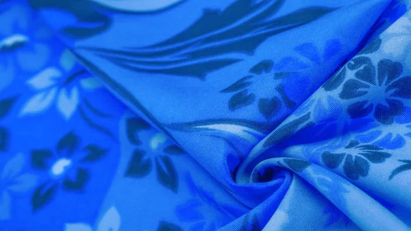 Textura, fondo, patrón, delicada seda azul con pri floral —  Fotos de Stock