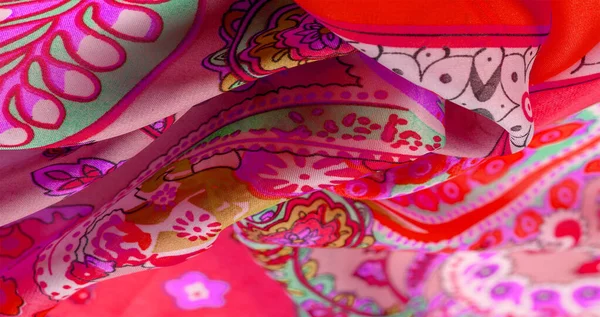 Текстура, фон, шелковая ткань Paisley, индийские темы украшены т — стоковое фото