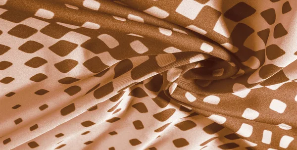 Texture background pattern. silk fabric with brown squares on a — Stock Photo, Image