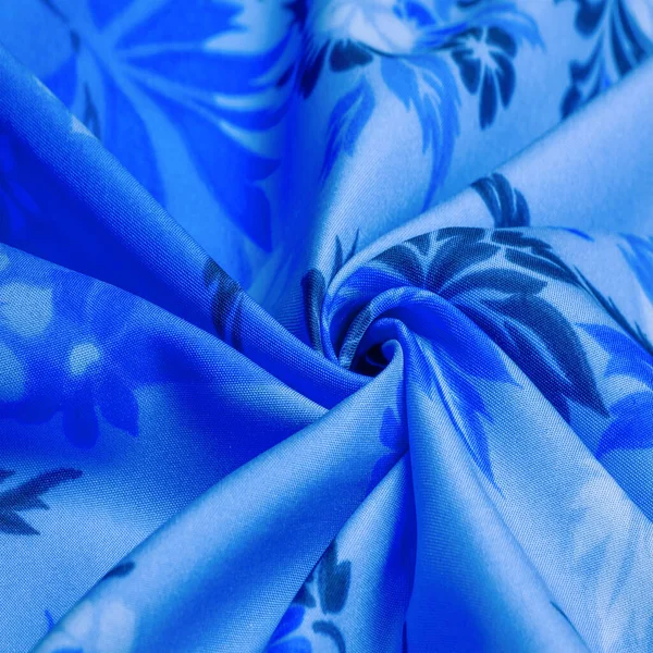 Textura, fondo, patrón, delicada seda azul con pri floral —  Fotos de Stock