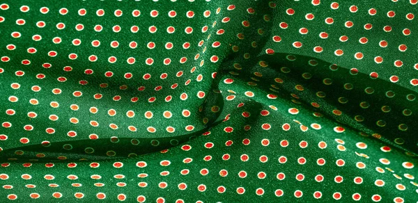 Текстура фон, візерунок, зелена шовкова тканина з червоним полка д — стокове фото