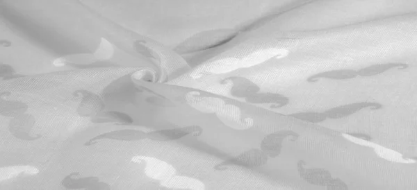 Textuur achtergrond, witte zijde stof met geschilderde cartoon musta — Stockfoto