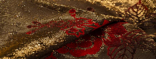 Textur, bakgrund, mönster, spets med guld paljetter elastisk Lac — Stockfoto