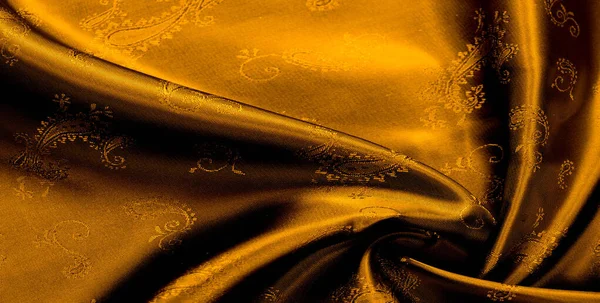 Texture background pattern Yellow mustard brown chiffon fabric w — Stock Photo, Image
