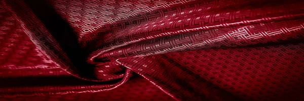 Struktura Pozadí Vzor Červená Hedvábná Tkanina Malým Kostkovaným Vzorem Klasický — Stock fotografie