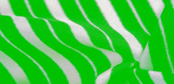 Silk striped fabric. green white stripes. This beautiful, super — Stock Photo, Image