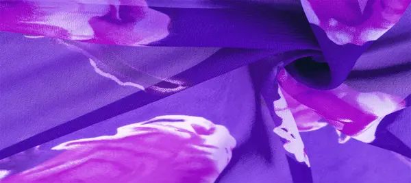 Texture, fond, tissu de soie bleu avec un imprimé floral rouge. O — Photo