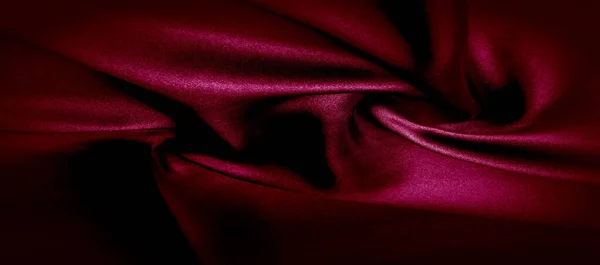 Texture, red silk fabric panoramic photo. Silk Duke mood satin - — Stock Photo, Image