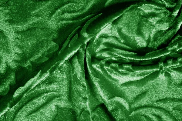 Велюрна зелена тканина Оксамитовий візерунок, вирізаний з-під обрізання — стокове фото