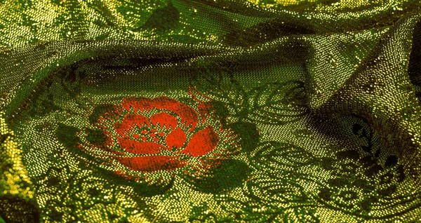 Texture, background, pattern, emerald glitter lace Elastic lace — Stock Photo, Image