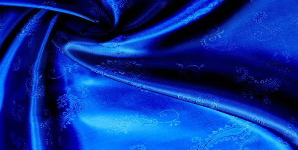 Texture, sfondo, motivo Tessuto chiffon di seta blu con un pai — Foto Stock