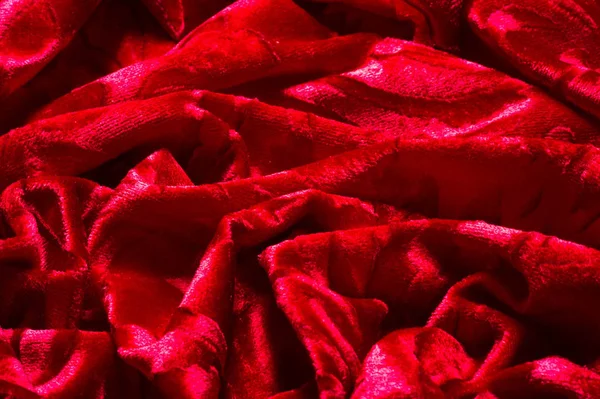 Velor, ткань красного цвета. Эта великолепная растяжка бархатистая. — стоковое фото
