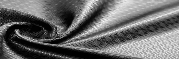 Background texture, pattern. Black silk fabric with a small chec — Stock Photo, Image