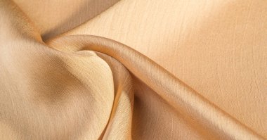 Arka plan, desen, doku, bej altın ipek kumaş Pürüzsüz mat bir kaplamaya sahiptir ve hafif bükümlü bir iplik sayesinde dayanıklıdır. Tasarımdan projelerinize kadar her şey için bu lüks kumaşı kullanın