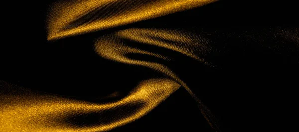 Textura, fondo, patrón. panorami de tela de seda amarillo dorado — Foto de Stock